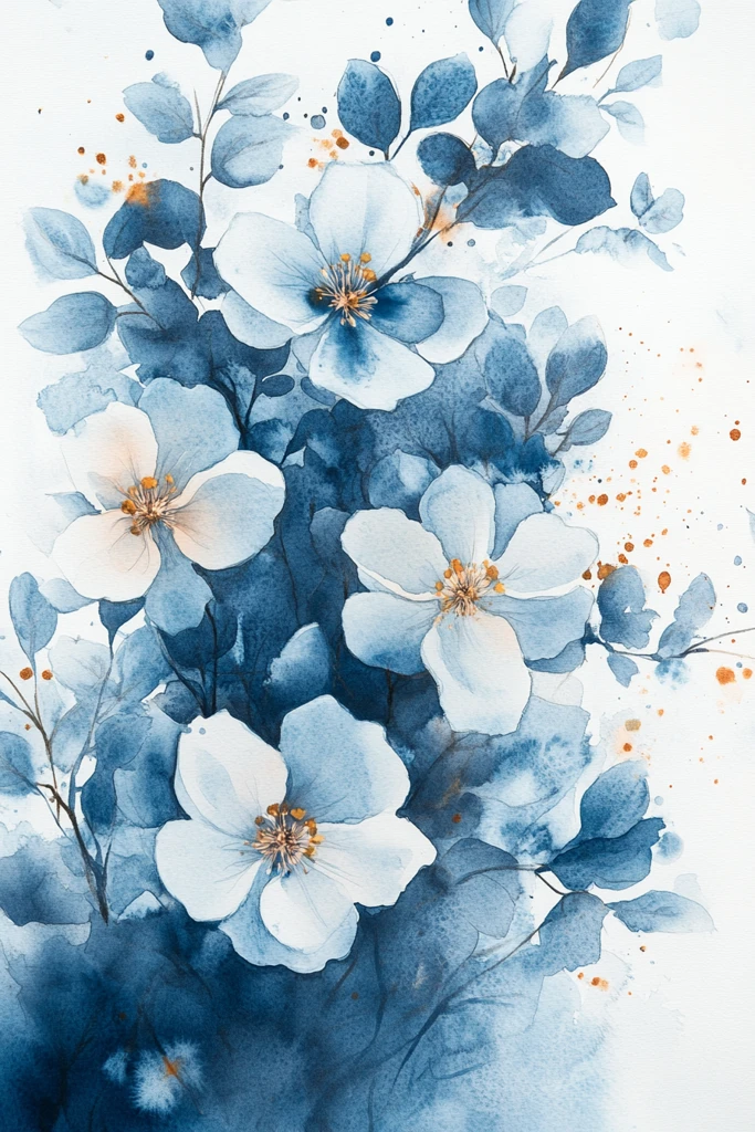 蓝色花卉涂鸦
