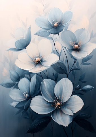 灰白花朵梦幻画