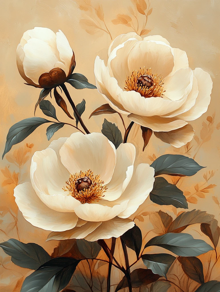 复古花卉水彩画