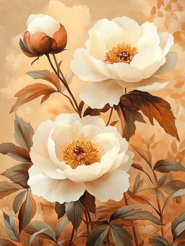 复古花卉水彩画