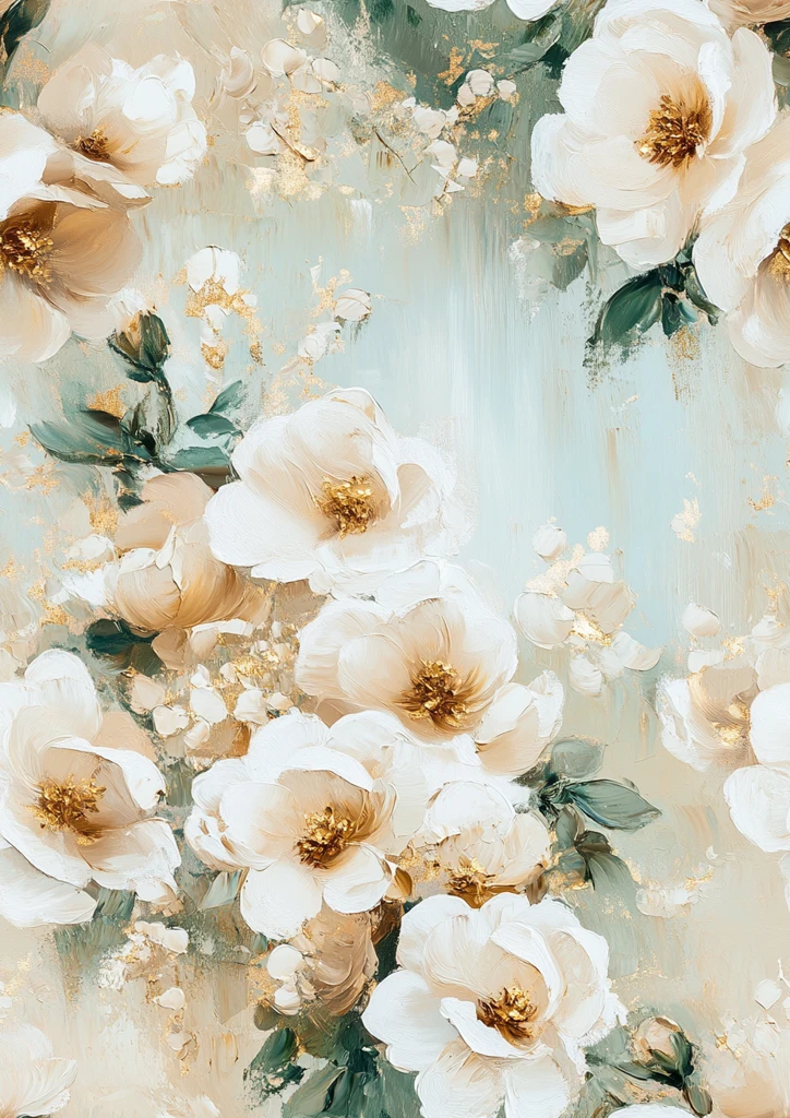 白色花束金色点缀