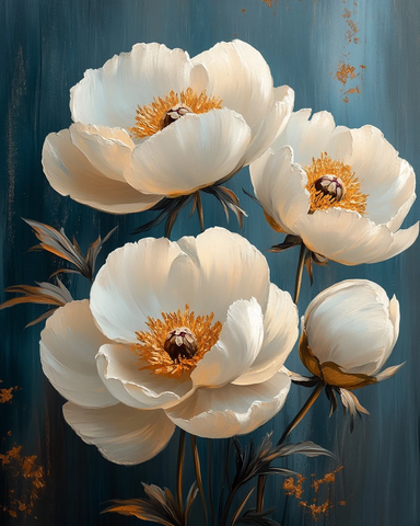 银灰背景白牡丹