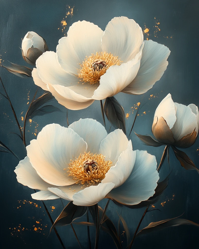 银灰背景白牡丹