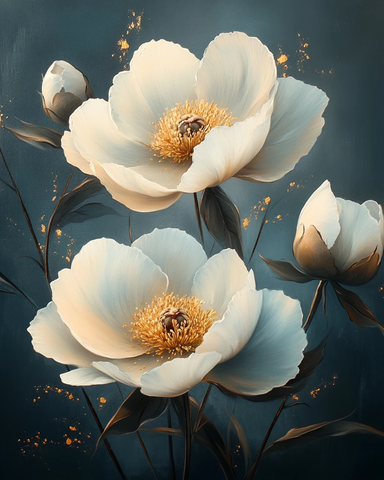 银灰背景白牡丹