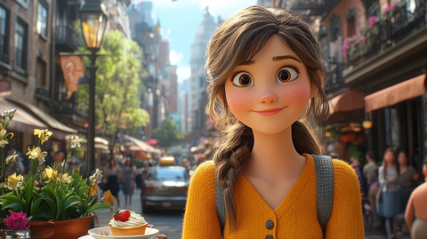 女孩咖啡厅享甜点