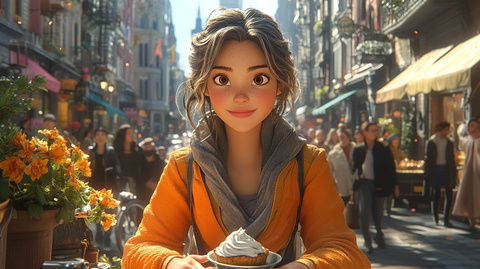 女孩咖啡厅享甜点