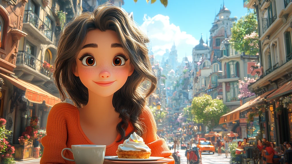 女孩咖啡厅享甜点