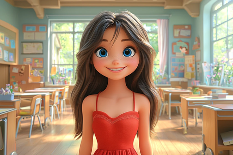 女孩教室站立