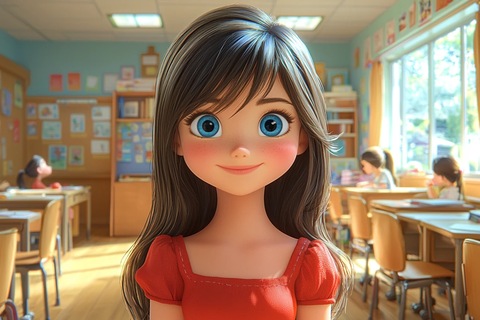 女孩教室站立