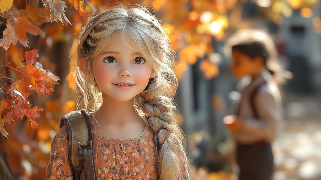 女孩与同学放学