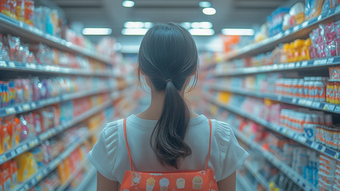 超市员工摆货中