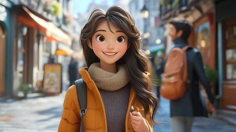 女孩与朋友打招呼