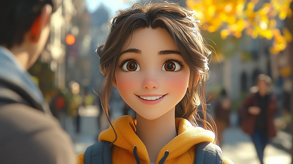 女孩与朋友打招呼