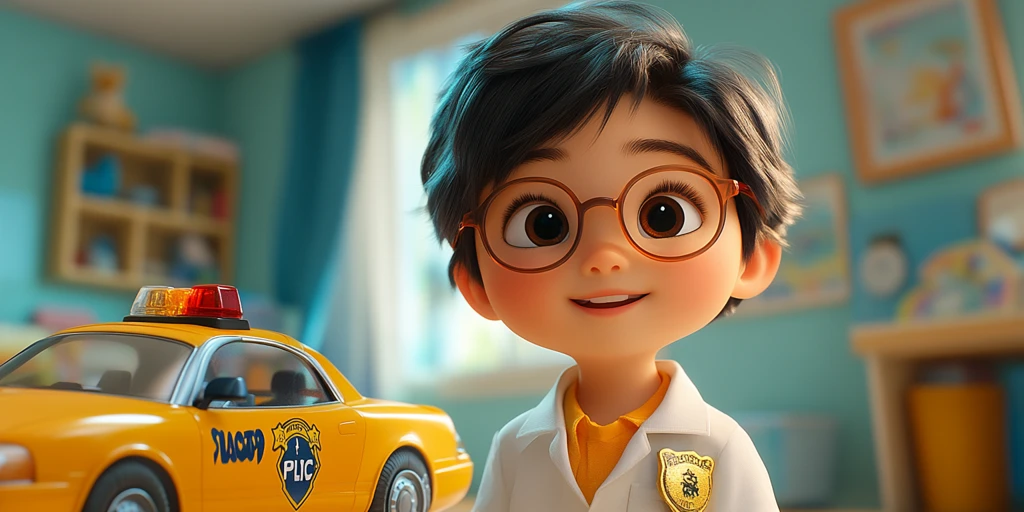 医生与女孩玩玩具车