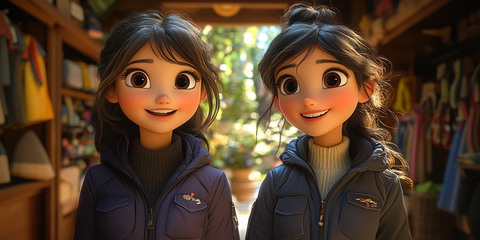 女孩试穿紫色夹克