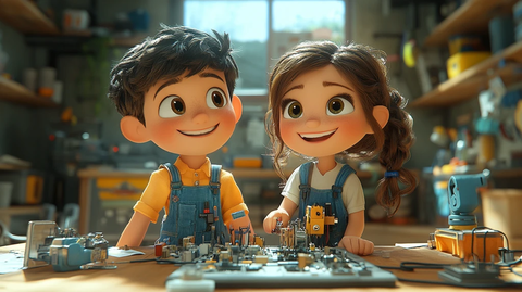 男孩女孩电工修房