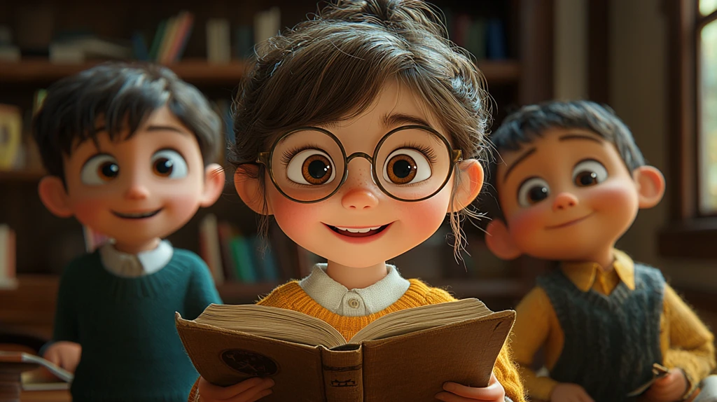 小女孩课堂读书