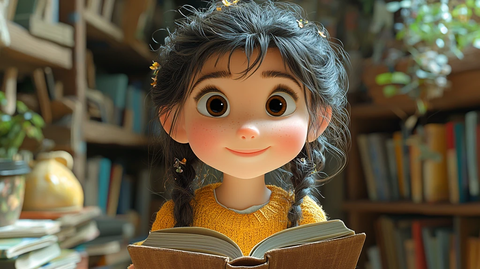 小女孩课堂读书