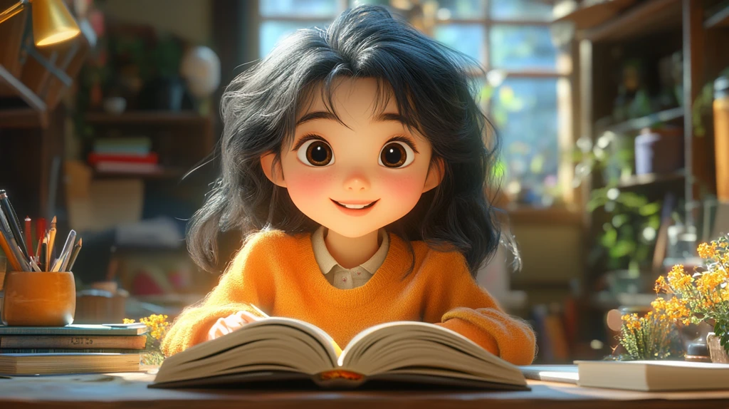 少女读书的温馨时刻