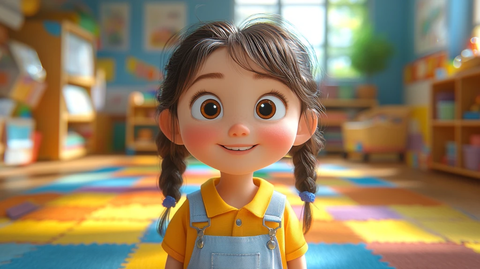 小女孩站着上课