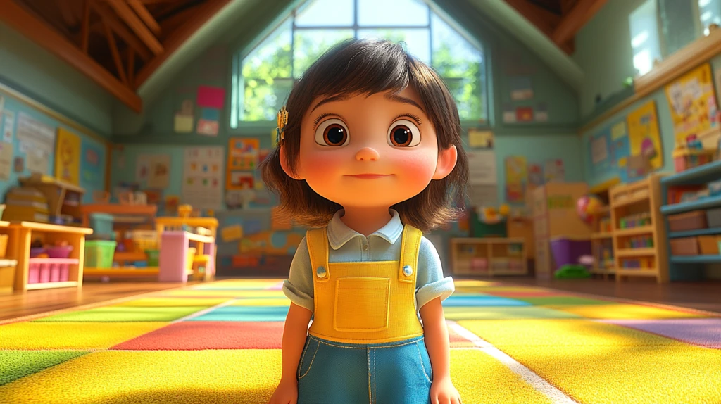 小女孩站着上课