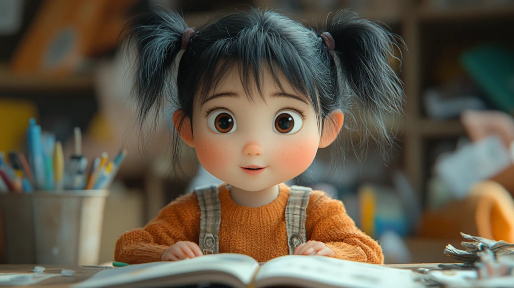 双马尾女孩课堂学习