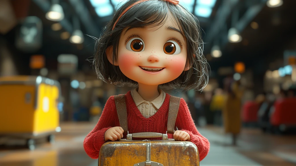 小女孩机场微笑