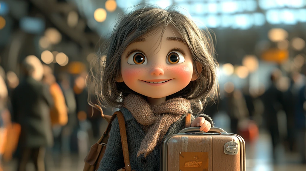 小女孩机场微笑