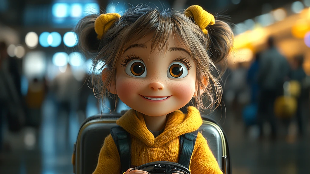 小女孩机场微笑