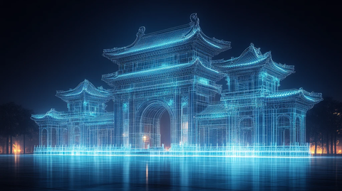 天门线框全息图