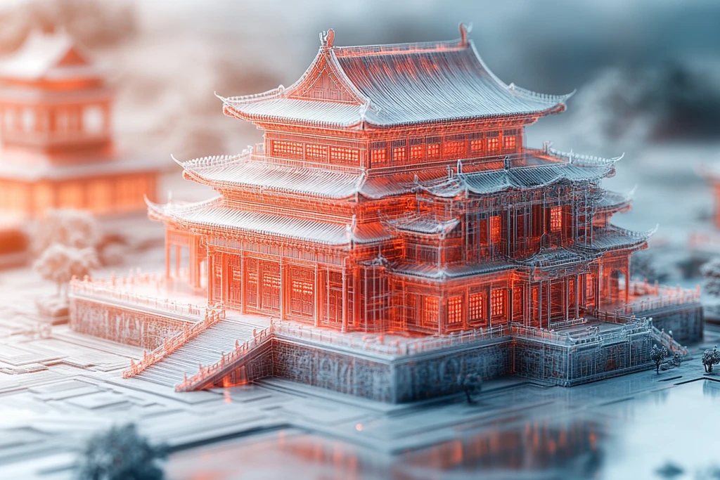 古建筑激光轮廓