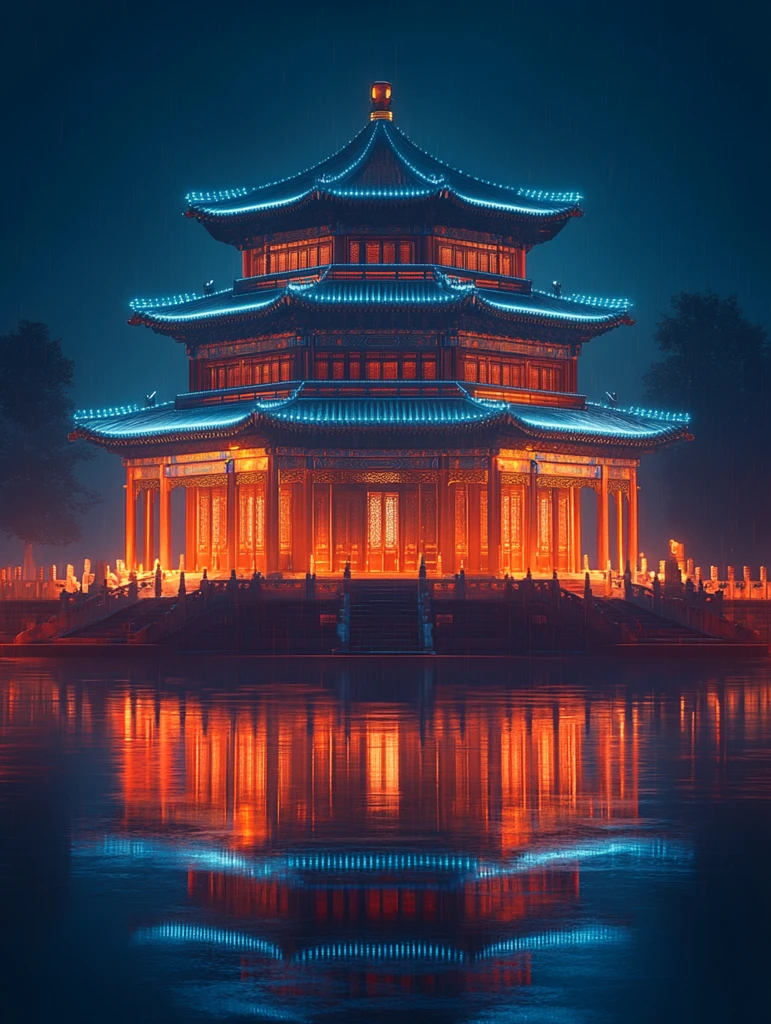 故宫建筑蓝光全息