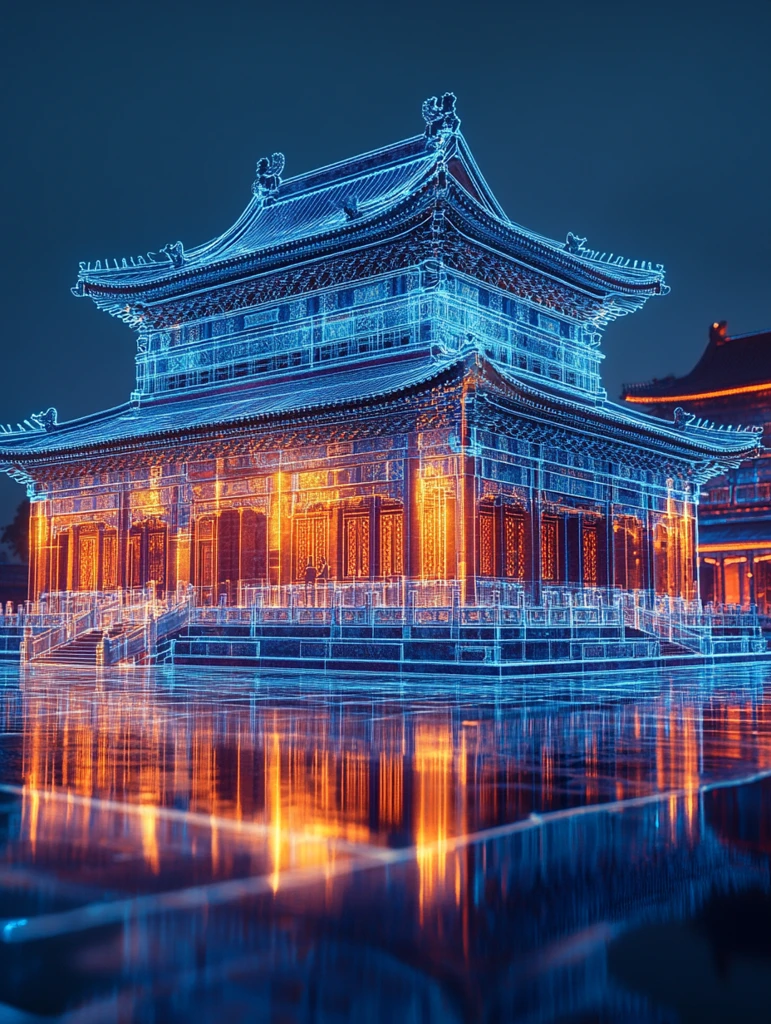 故宫建筑蓝光全息