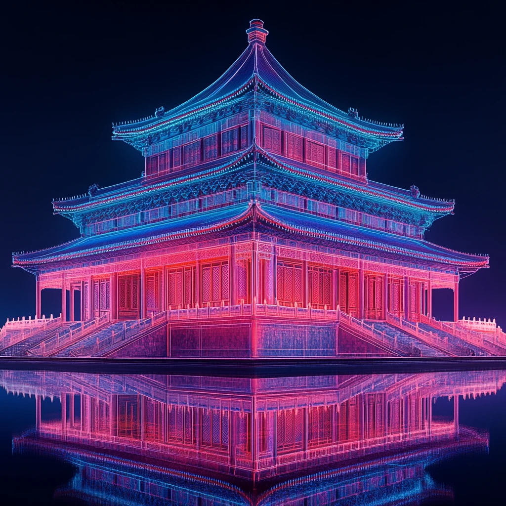 古城建筑线勾勒图