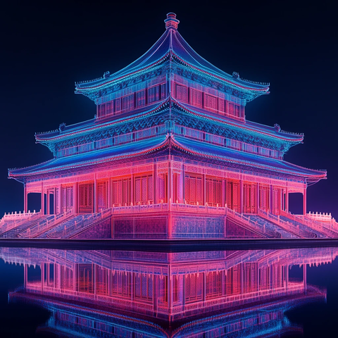 古城建筑线勾勒图