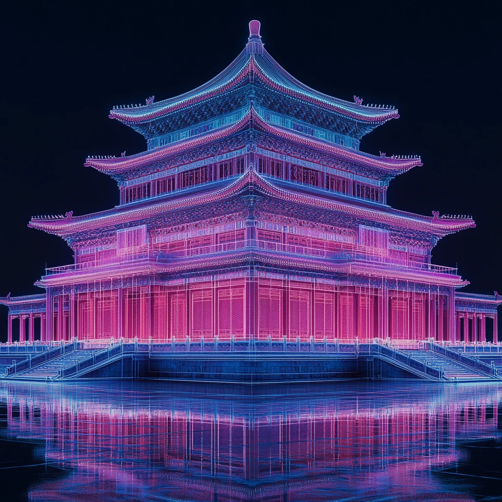 古城建筑线勾勒图