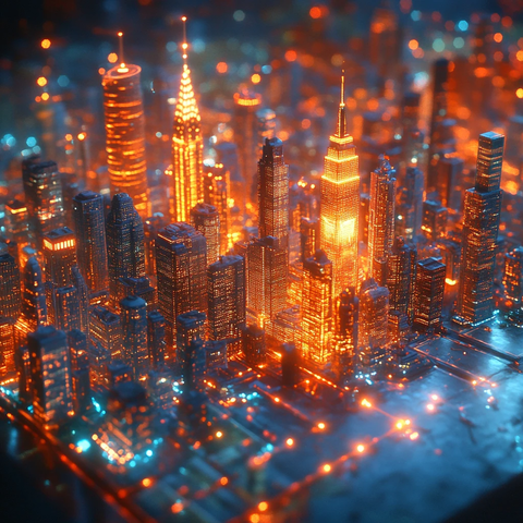 城市半透明全息图