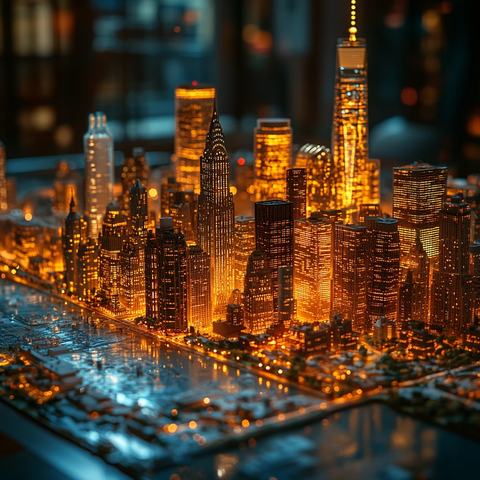 城市半透明全息图