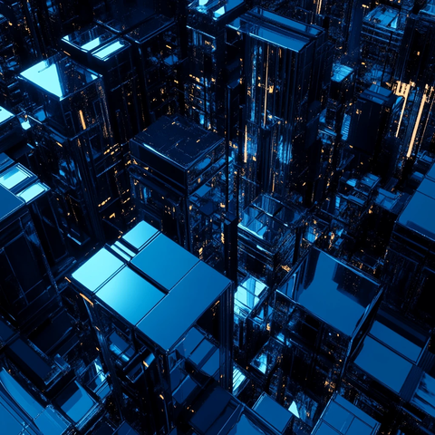 蓝色立体城市景观