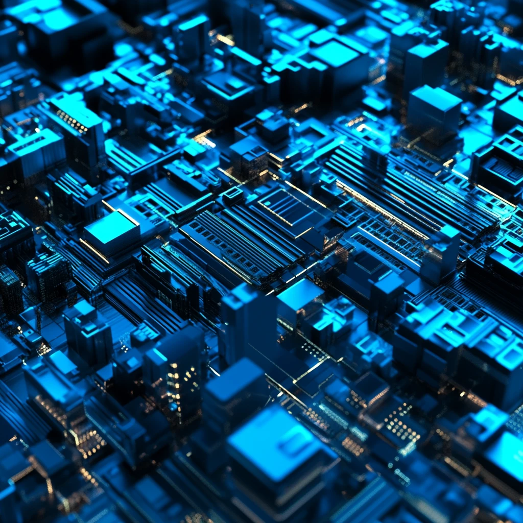 蓝色立体城市景观