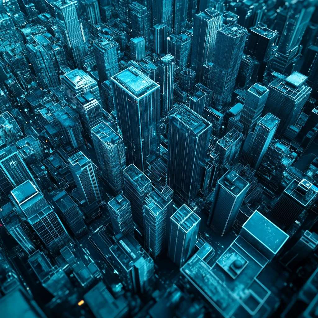 蓝色立体城市景观