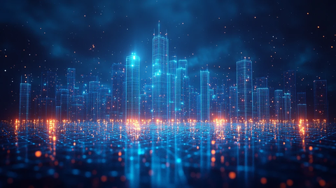 未来城市线框图