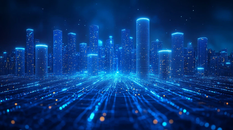 未来城市线框图