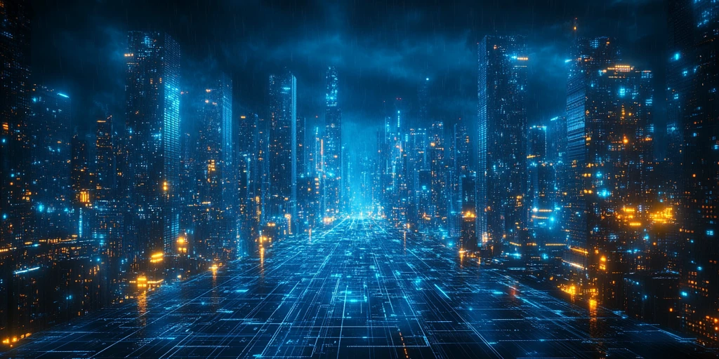 蓝色建筑网格之城