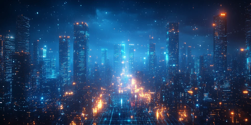 蓝色建筑网格之城