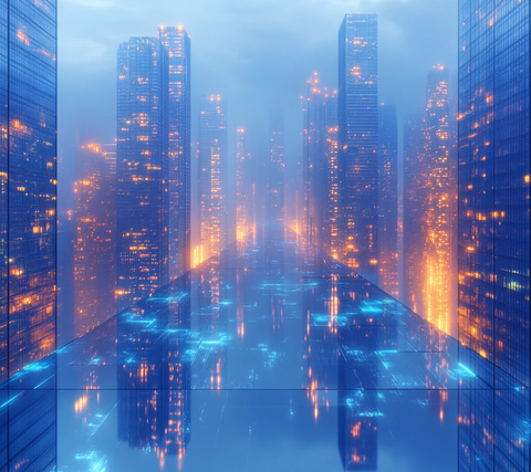 玻璃建筑蓝光背景