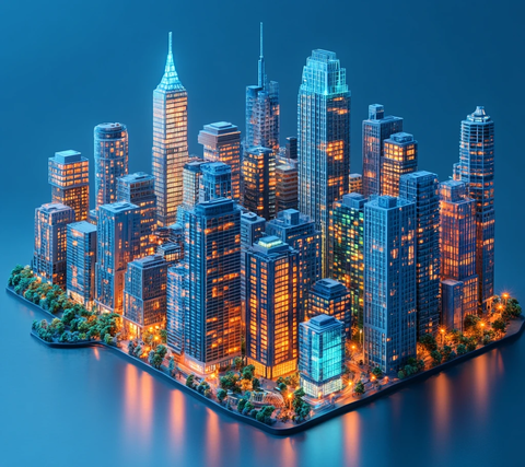 玻璃建筑蓝光背景