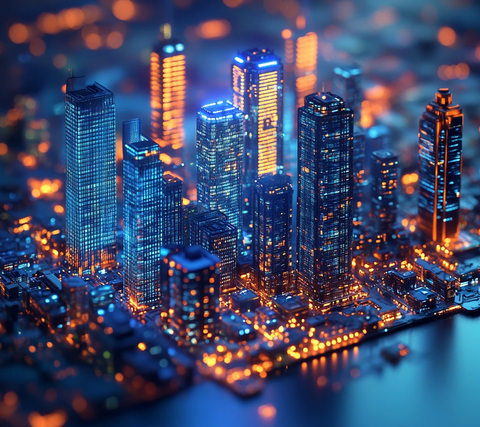 玻璃建筑蓝光背景