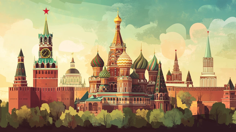 俄罗斯景点俄罗斯插画