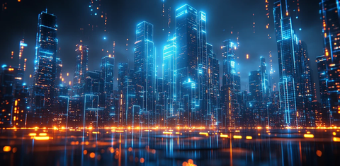 蓝色立方城市投影